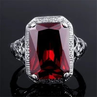 solid 925 sterling silver natural red ruby ring for girls topaz gemstone retro ruby engagement silver 925 jewelry rings box
