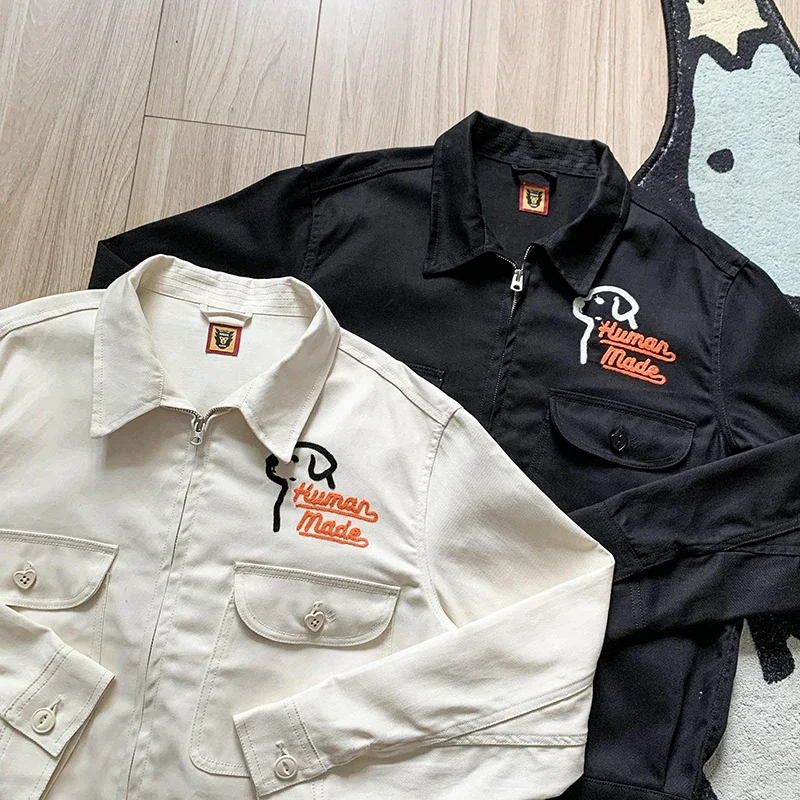 

Embroidered Dogs HHUMAN MADE Jackets Men Women High Quality Oversized Black Jackets