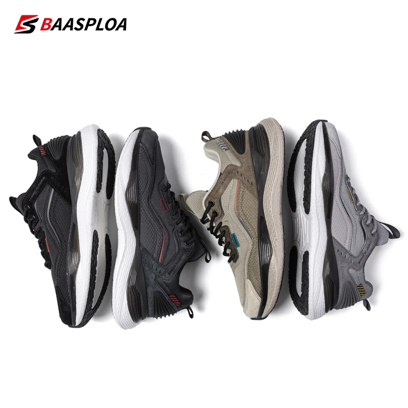 Baasploa Men Running Shoes New Fashion Lightweight Casual Sneakers for Men Breathable Mesh Sport Shoes Non-Slip Free Shipping