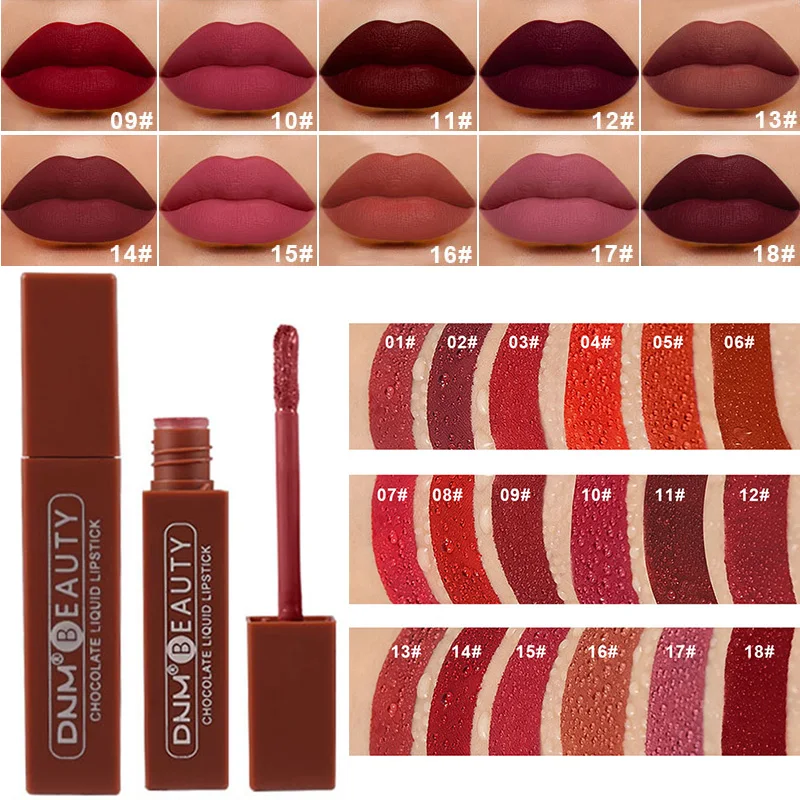 

Lip Stick Long Lasting Chocolate Matte Lip Gloss Glaze Cream Liquid Lipstick Makeup Beauty Non-stick Cup Waterproof Cosmetic