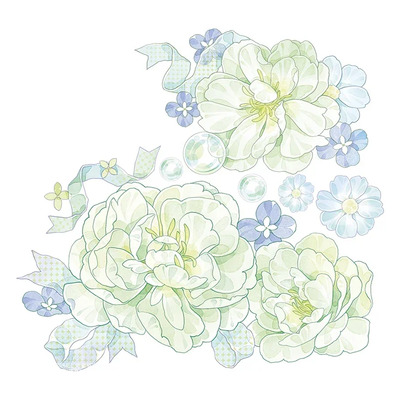 Яркая блестящая Маскировочная лента из рисовой бумаги с зелеными лилиями для