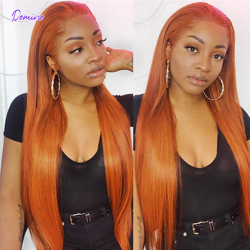 Domino Orange Ginger Lace Front Wig Human Hair For Black Women Brazilian Remy Hair Straight Lace Front Wig 13x1 Wig