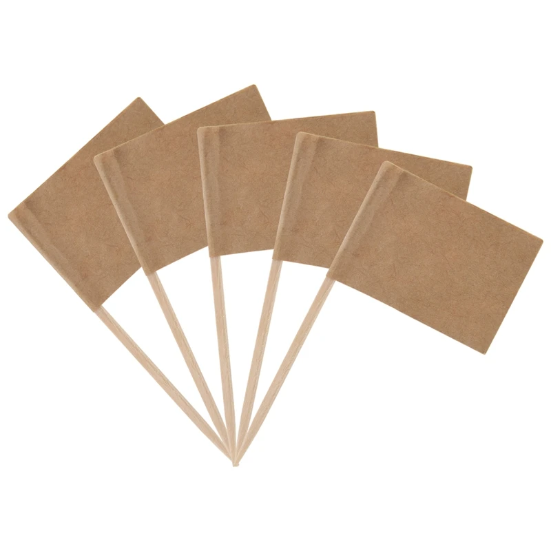 

200 Pack Blank Toothpick Flags Kraft Paper Flag Picks Cheese Markers For Cupcake, Food, Fruit, Party Decorations