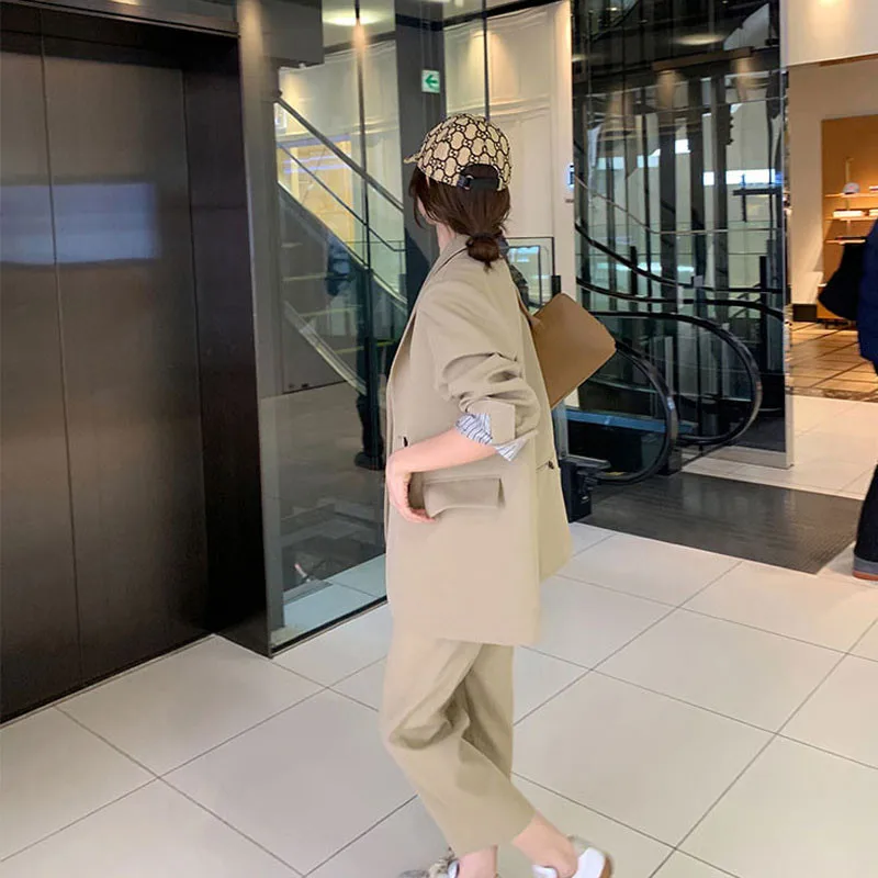 Korean Fashion Commute Blazers Business Suit Women Solid Colors Double Breasted Suit 2023 Spring Autumn New Office Blazer Jacket