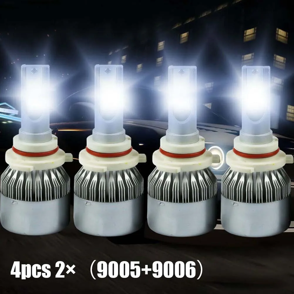 

4 шт., автомобисветодиодный светодиодные лампы IP67 9006 + 9005, 6000 лм
