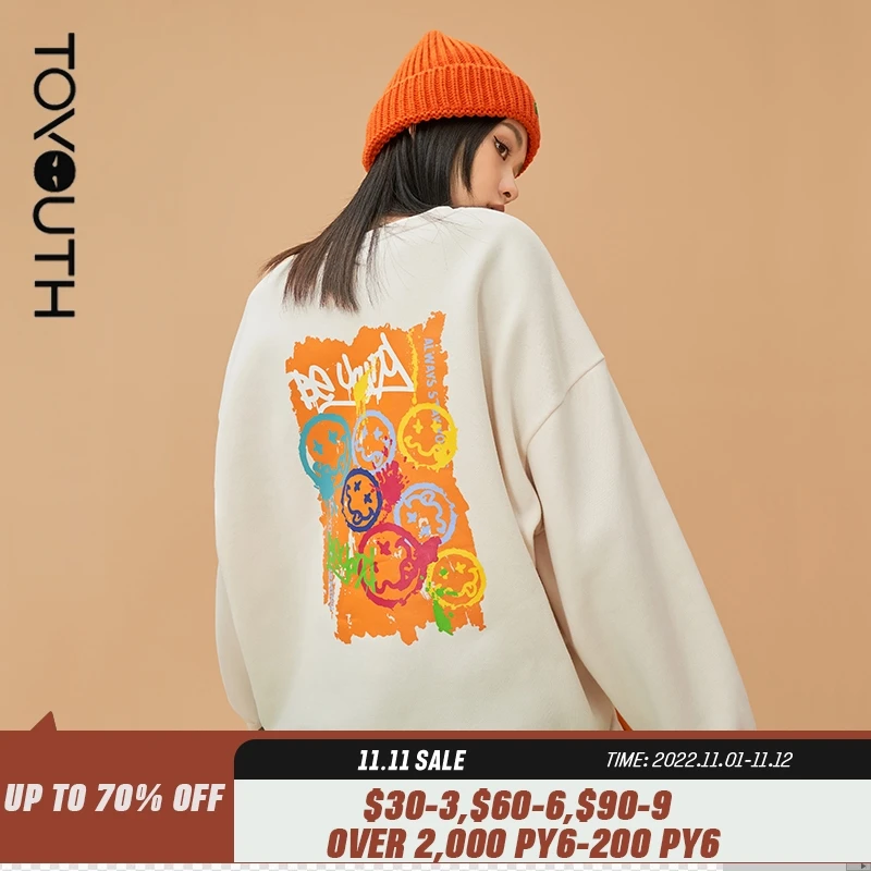 

Женский свитшот с круглым вырезом и принтом, на осень/зиму