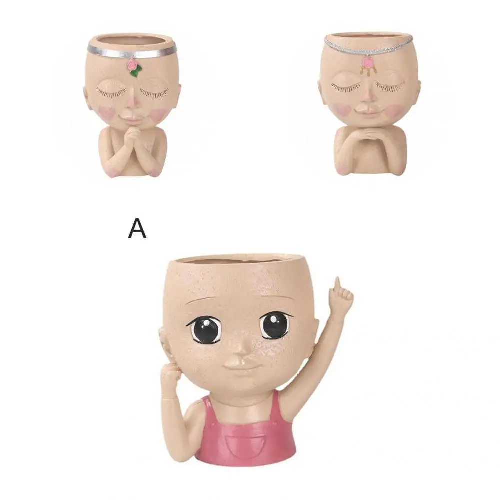 

Ornamental Reusable Girl Face Decorative Flowerpot Garden Accessories