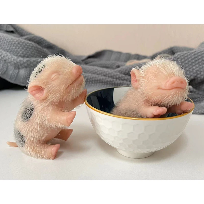 

5 Inches Full Silicone Piglet Baby Kids Toys Lifelike Reborn Baby Adult Decompression Toy Holiday Gifts