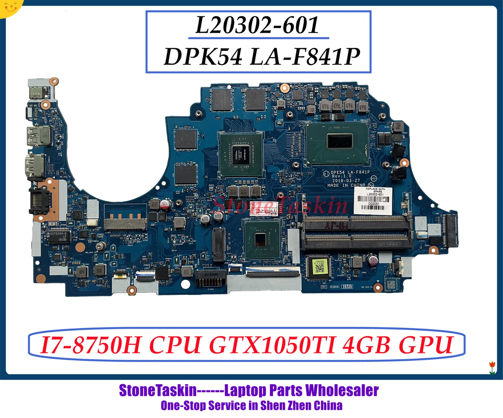 Оригинальная материнская плата StoneTaskin для ноутбука HP Pavilion Gaming 15-CX I7-8750H процессор