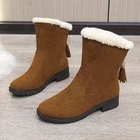 new snow boots women 2022 winter womens shoes warm plush casual boots fashion non slip tassel ankle boots plus size 41 42 43