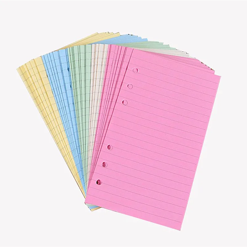 50 Blatt A5 A6 Lose-Blatt Bunte Refill Innere Seite Linie Blank Grid Innere Seite Innen Papier Schreibwaren