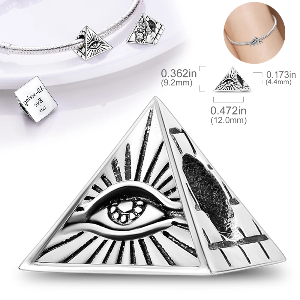 Charm 925 Sterling Silver Pendant Bead Fit Original Brand Bracelet Necklace Evil Eye Famar Hand Pyramid Pharaoh For Women Gift