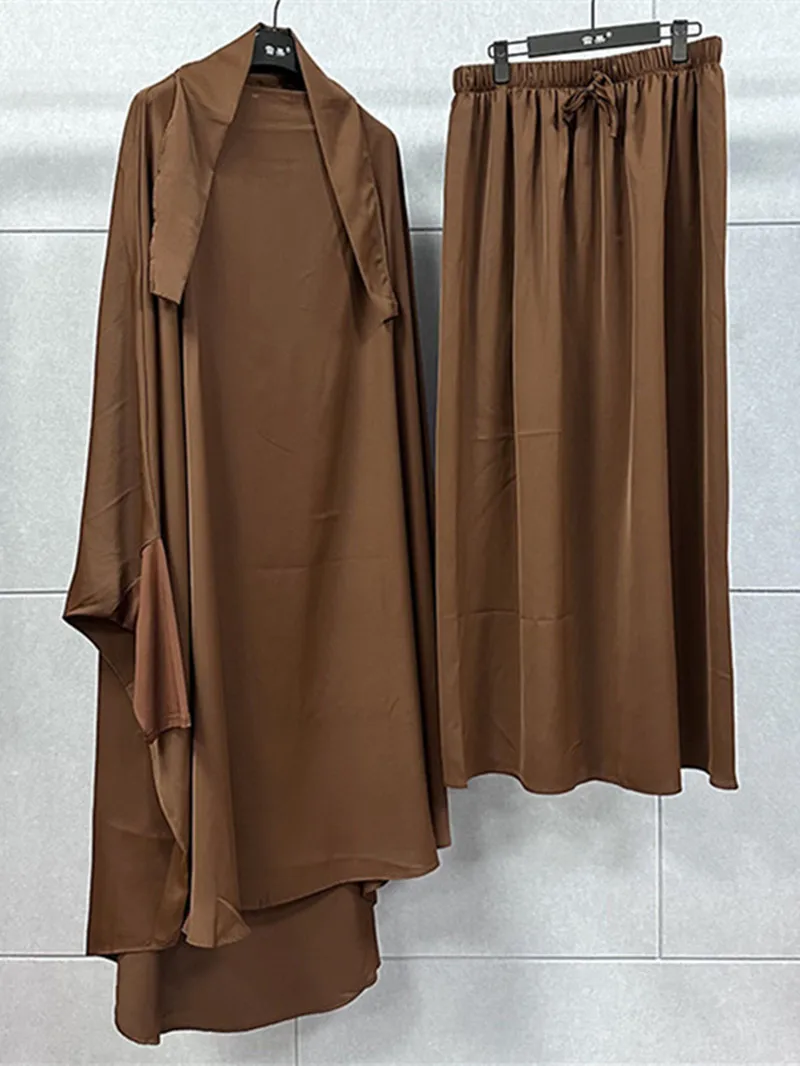 2 Pieces Sets Hooded Muslim Women Hijab Dress Prayer Garment Dubai Turkish Modest Outfit Islamic Clothes Islamic Prayer Dresses