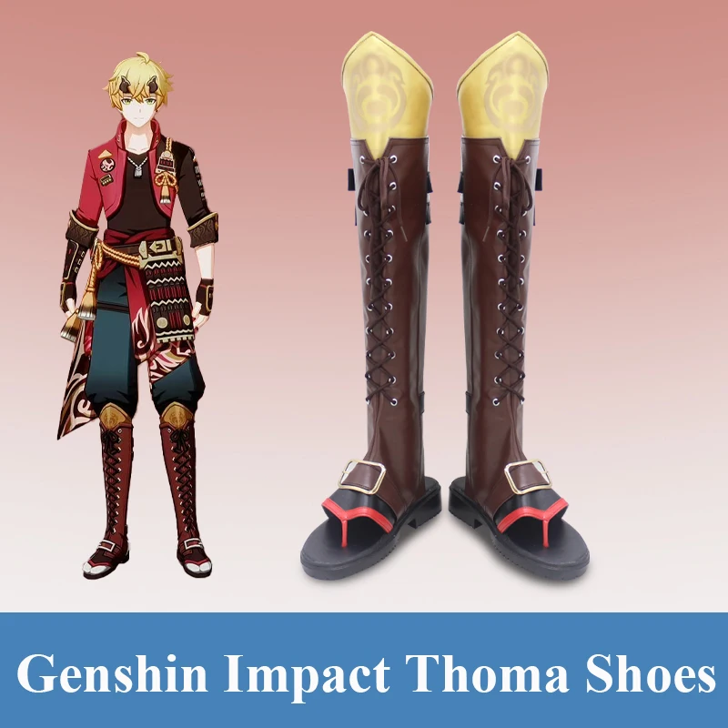 

COS-HoHo Anime Genshin Impact Thoma Game Cosplay Shoes Fashion The High Quality Role Playing Boots For Women/Men Size 35-48