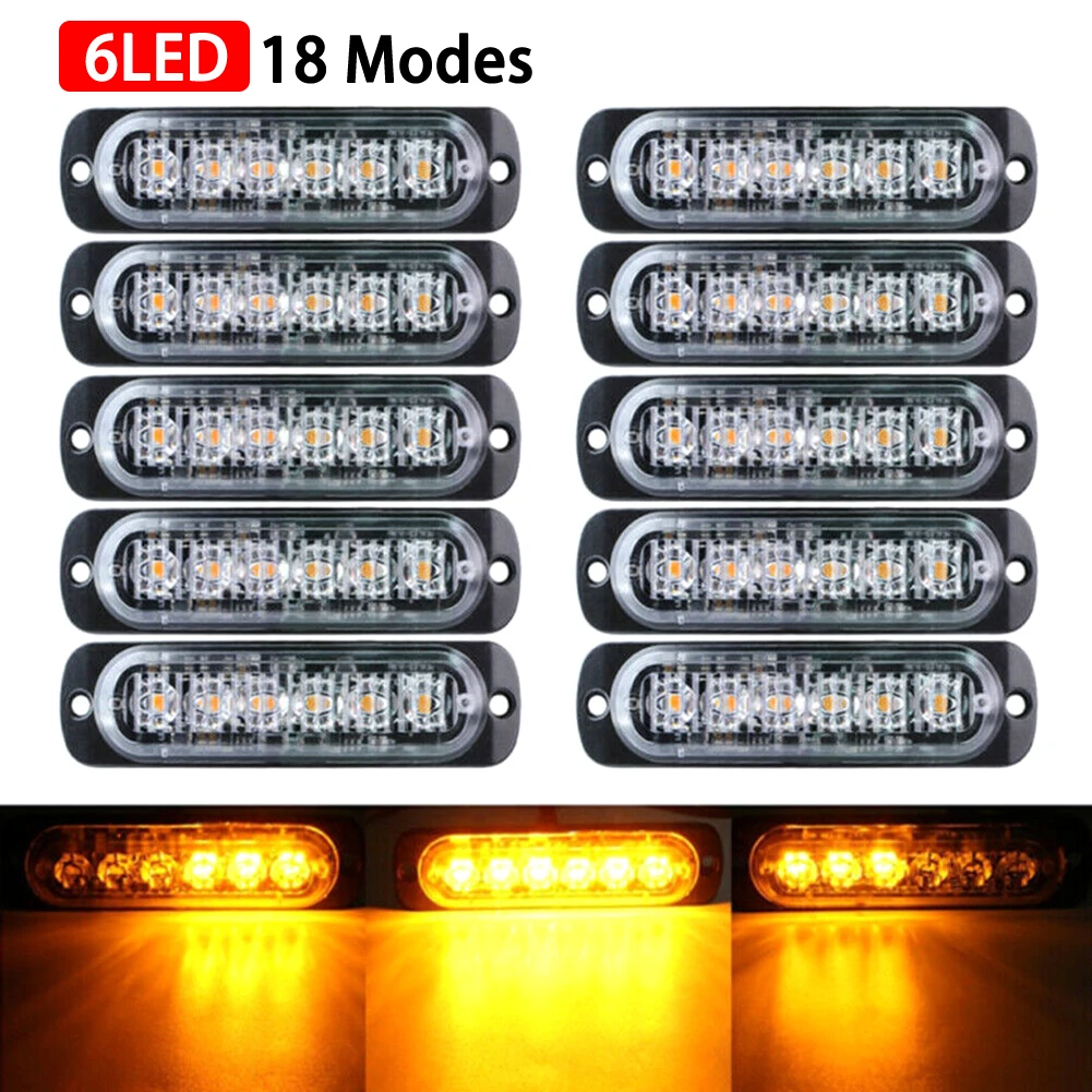 

10pcs Car LED Lights SUV Truck Lamp Amber Hazard Flash Strobe Luminous