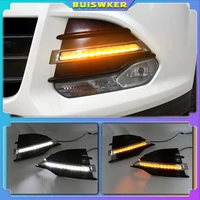 1pair for ford kuga escape 2014 2015 2016 2017 daytime running light drl led fog lamp cover with yellow turning signal functions