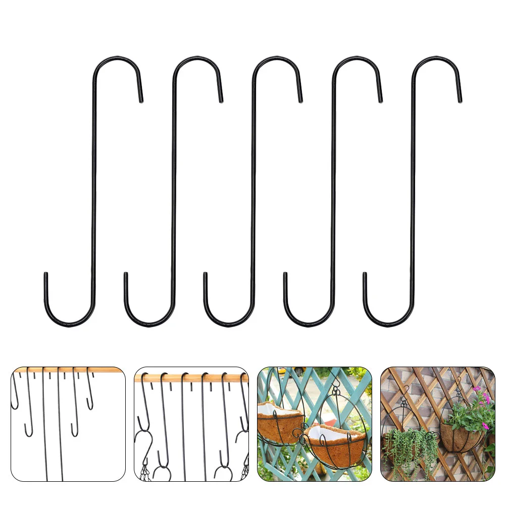 

5PCS Hooks Hanging Bracket Railing Planter Bracket Flower Pot Hanger for Bird Feeders Lanterns Wind Chimes Planters