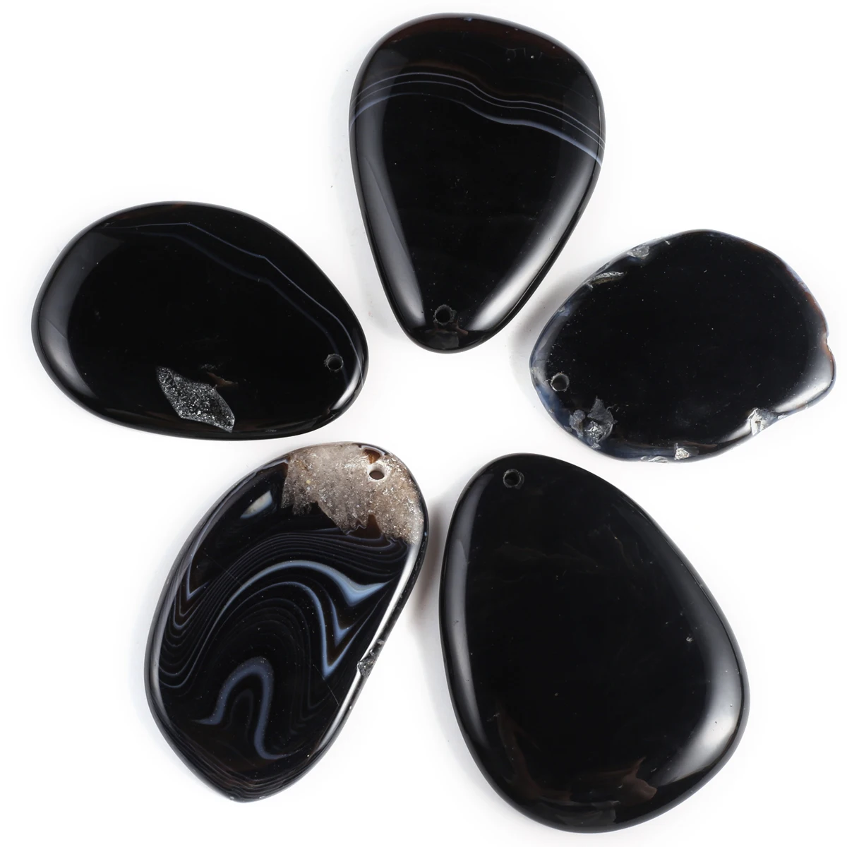 

Natural Stone Onyx Pendants Irregular Polished Black Agates for Trendy Jewelry Making Diy Women Necklace Earrings Gifts