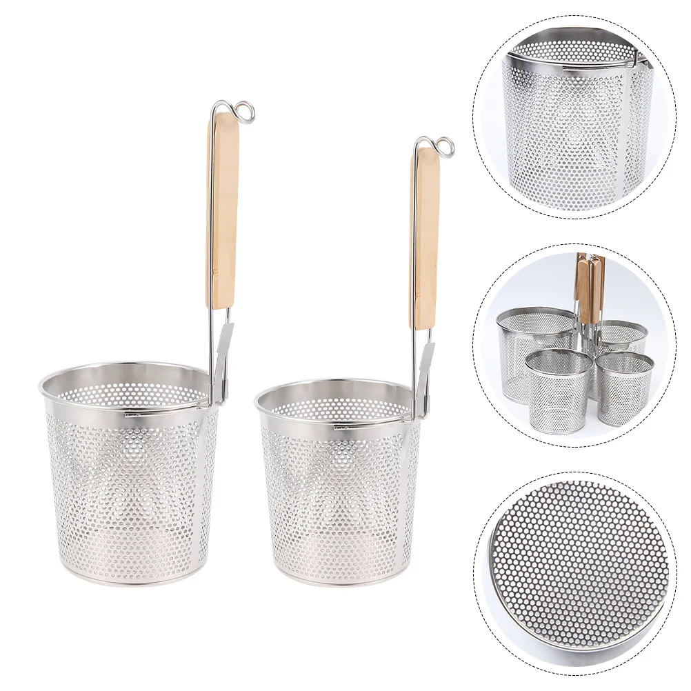 

2 Pcs Stainless Steel Pasta Insert Noodle Strainer Skimmer Basket Clip Strainer Fence Metal Pasta Drainer