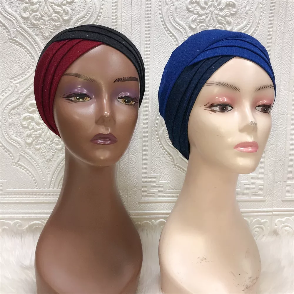 

NEW African Caps Mixed Color Aso Oke Hijab Gele Headtie Already Made Turban Wrap Ladies Hat auto Cap headtie gele