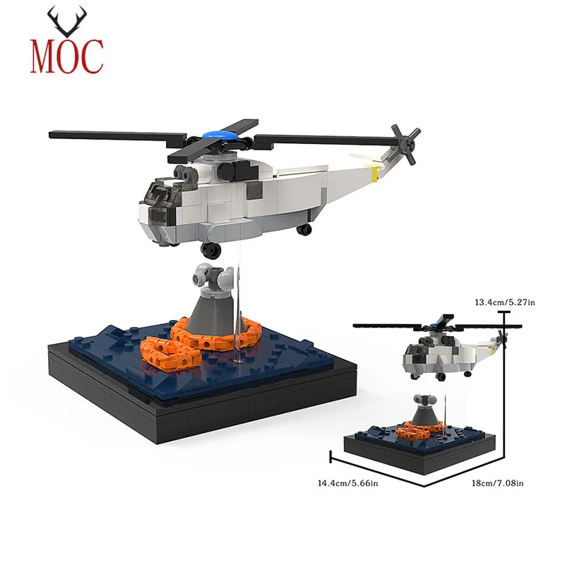 

MOC Apollo Recovery Mission Helicopter Building Block Kit Space Probe Saturn V Spacecraft Vehicle Brick Model DIY Kid Toy Gift