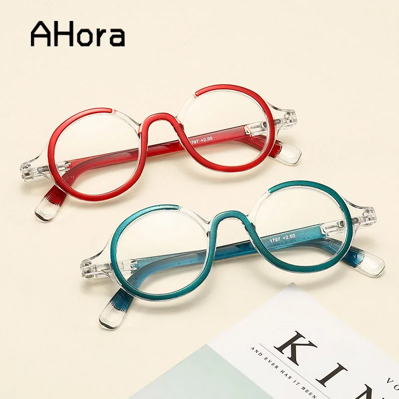 

Ahora Fashion New Round Frame Reading Glasses Small Frame Presbyopic Eyeglasses Spring Legs For Women&Men +1.0+1.5+2.0+2.5..+4.0
