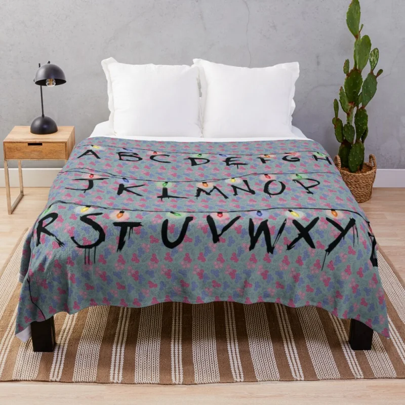 

Stranger Things Alphabet Throw Blanket picnic blanket flannel fabric