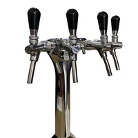 Beer Tap Faucet Draft 4 Lines Golden Tower With Beer Label Badge For Keg Kegerator,Polished Beer Homebrew Dispenser Kit