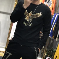 2022 spring and autumn new sweater mens long sleeved t shirt slim round neck top bottoming shirt trendy mens clothing