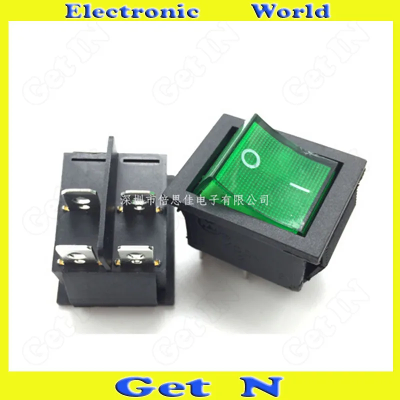 

50pcs KCD4 Rocker Switch 16A 250V Power Switches 4Pins Power Rocker Switches with Green Lamp