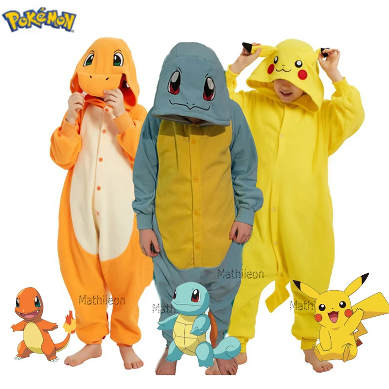 Pokemon Cosplay Charmander Kids Onesies Gengar Kigurumi Full Body Sleepwear Bulbasaur Whole Pijamas Costume Halloween Chrismas