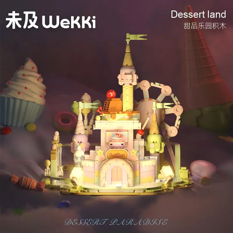 

Wekki building blocks dessert paradise castle music box assembled toys educational tide play ornaments for girls and children