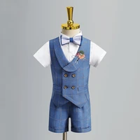 childrens formal vest suit set boy summer wedding babys first birthday piano performance costume kids waistcoat shorts clothes