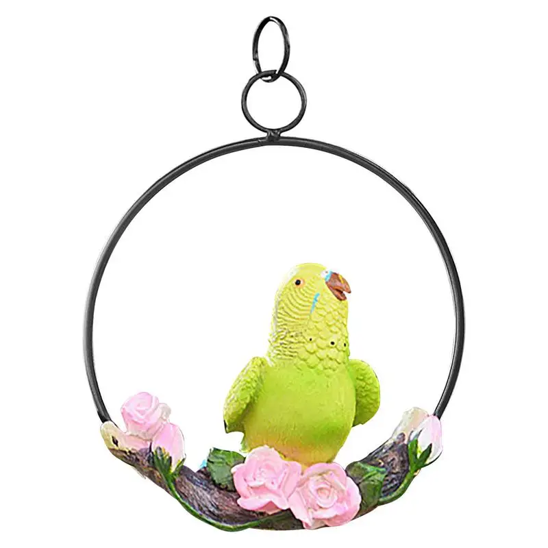 

Hanging Parrot Bird Statue Innovative Iron Ring Parrot Decoration Perch On Metal Ring Birds Model Lawn Ornament