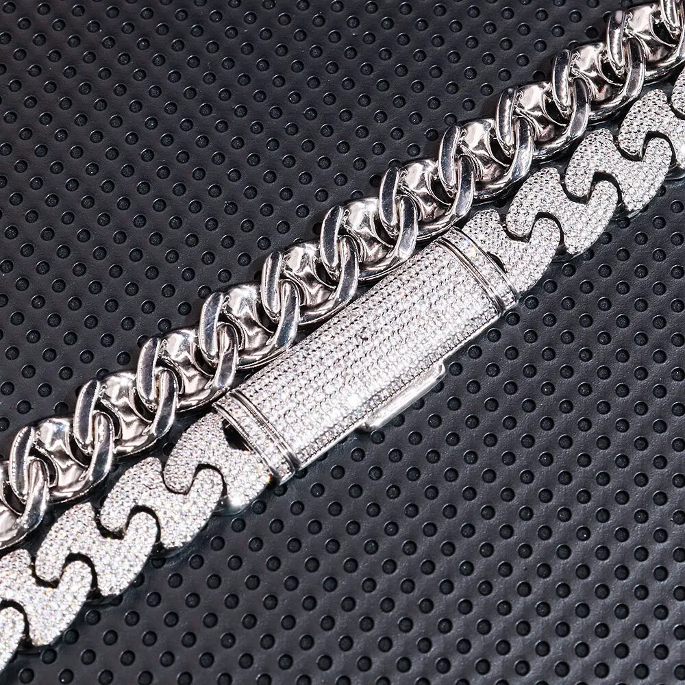 В Европе и Америке серебряное инкрустированное Mosan Diamond 16 мм кубинская цепочка с