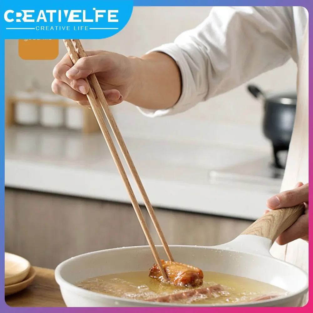 

Anti Hot Fried Chopsticks Fried Cooking Frying Long Food Sticks Household Lengthened Solid Wood Chopsticks Kitchen Tool Japanese