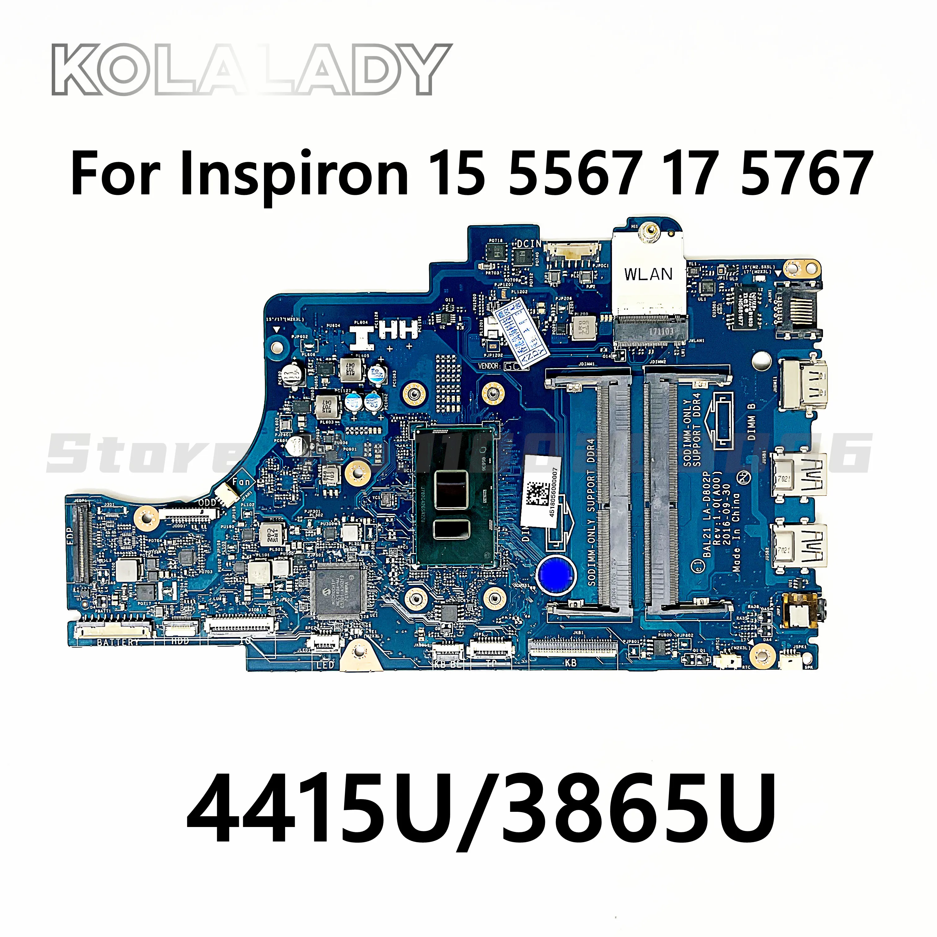 

Оригинальная материнская плата для ноутбука Dell Inspiron 15 5767 5567 100% с SR348 4415U DDR4
