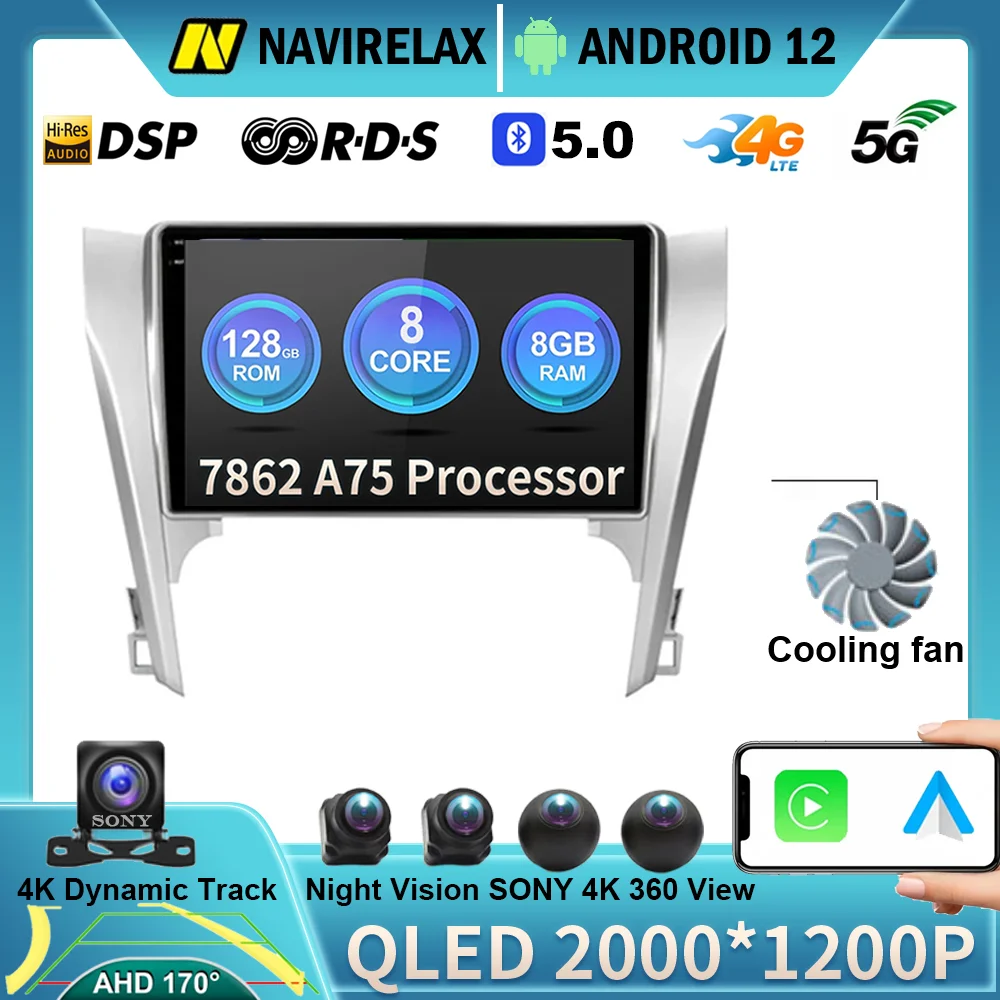 

Автомагнитола на Android 12 для Toyota Camry 7 XV 50 55 2014-2017, мультимедийный видеоплеер, навигация, стерео, BT, GPS, 2 Din, Dvd