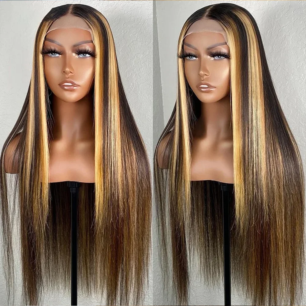 Highlight 30 32 Inch Lace Front Wigs Straight P4/27 Highlight Wig Human Hair Wigs For Women Ombre 13x4 13x6 HD Lace Frontal Wig