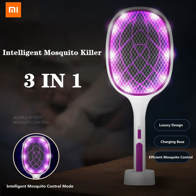 

Xiaomi 3 IN 1 10/6 LED Trap Mosquito Killer Lamp 3000V Electric Bug Zapper USB Rechargeable Summer Fly Swatter Trap Flies Insect