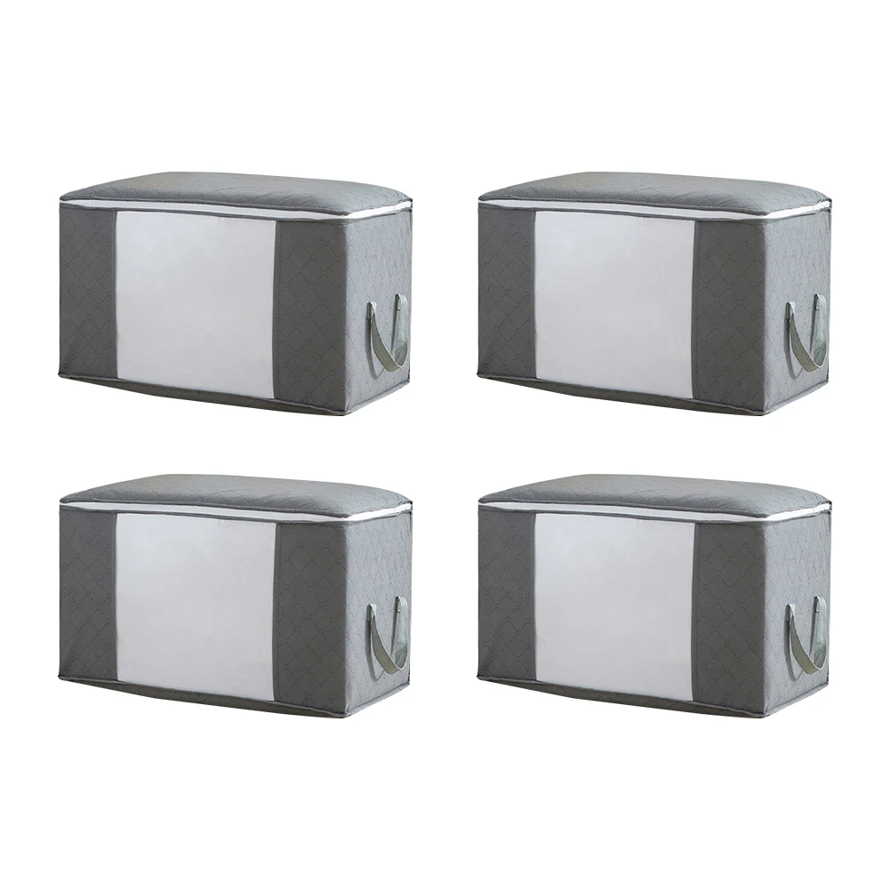 

4 шт. сумка для хранения одежды с ручками, прозрачное окно, вместительное постельное белье, стеганая Подушка, домашний чемодан, экономия прос...