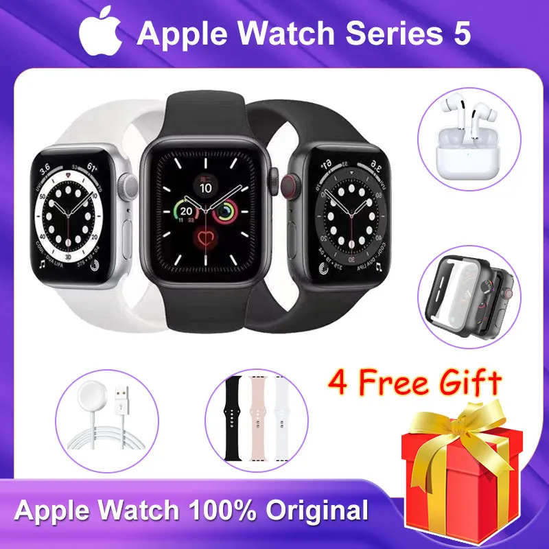 

Apple Watch Series 5 Used 100% Original GPS Cellular 40MM/44M Smart watch Second Aluminum Case GIFT AirPods Watch Case