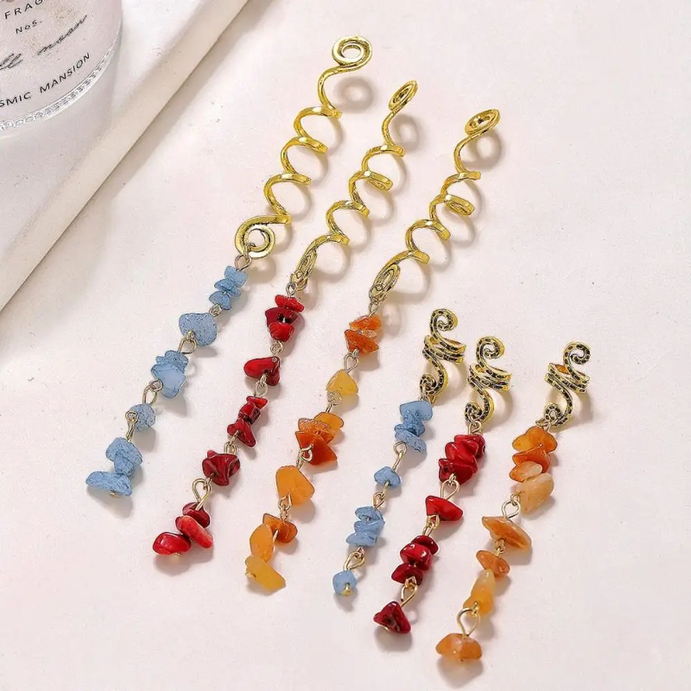 

Charms Exquisite Female Metal Braid Headdress Dangle Dreadlock Dreadlock Hair Jewelry Colored Natural Stone Pendant