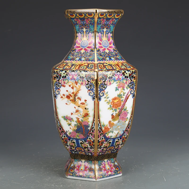 Jingdezhen Porcelain Vase Porch Ornaments Antique Official Enamel Porcelain Antique Collection Square Vase 2