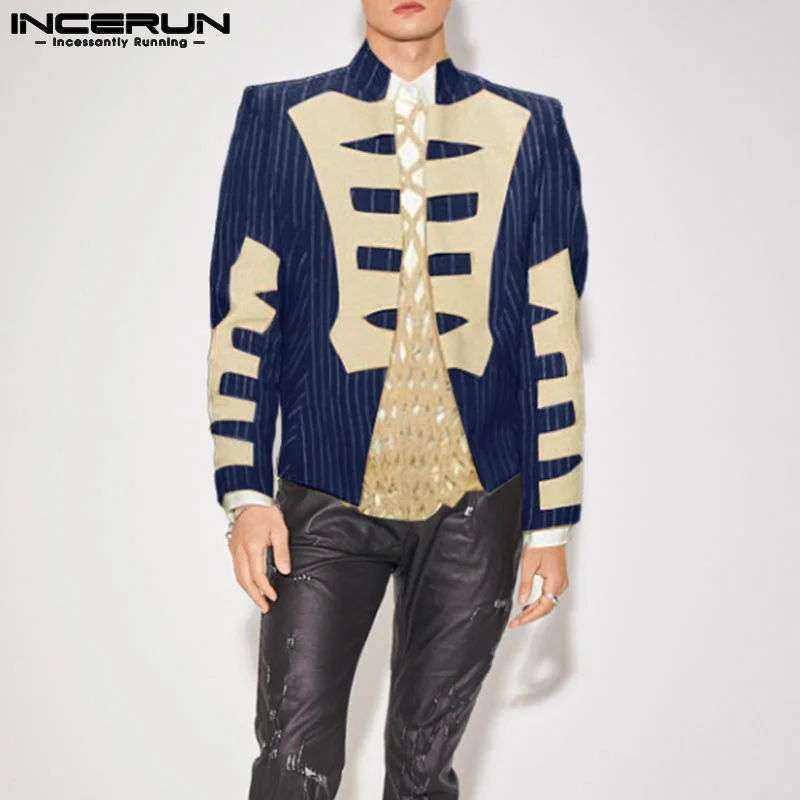 

INCERUN Tops 2023 American Court Style Handsome New Men's Striped Shirts Stylish Well Fitting Party Male Hot Sale Blouse S-5XL