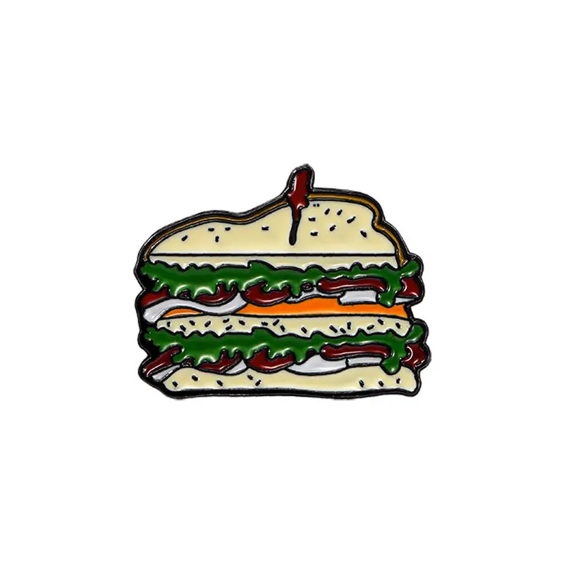 Новый пищевой мультяшный значок с гамбургерами милая булавка для пиццы мужчин и
