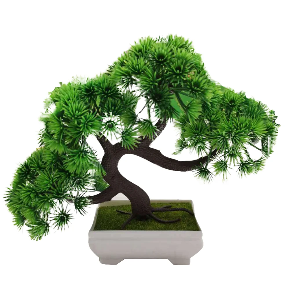 

Pine Bonsai Tree Potted Simulation Greeting Green Fake Guest Guests Artificial Welcoming Desktop Faux Mini Pot Greenery Ornament