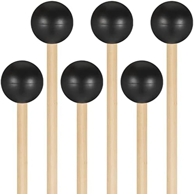 

6 Pcs Marimba Mallet Percussion Xylophone Glockenspiel Sticks Marimba Drum Sticks For Gong Wood Block Drum Bells