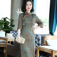 2022 chinese traditional dress cheongsam oriental qipao women flower print vintage qipao elegant party dress oriental qipao