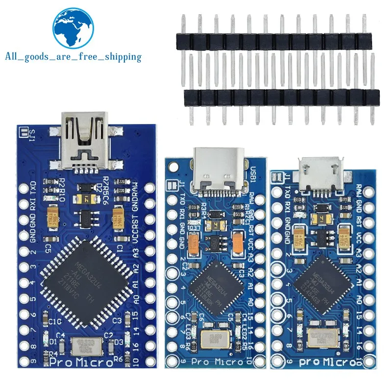 TZT Pro Micro ATmega32U4 5V 16MHz Replace ATmega328 For Arduino Mini With 2 Row Pin Header Leonardo Usb Interface - купить по